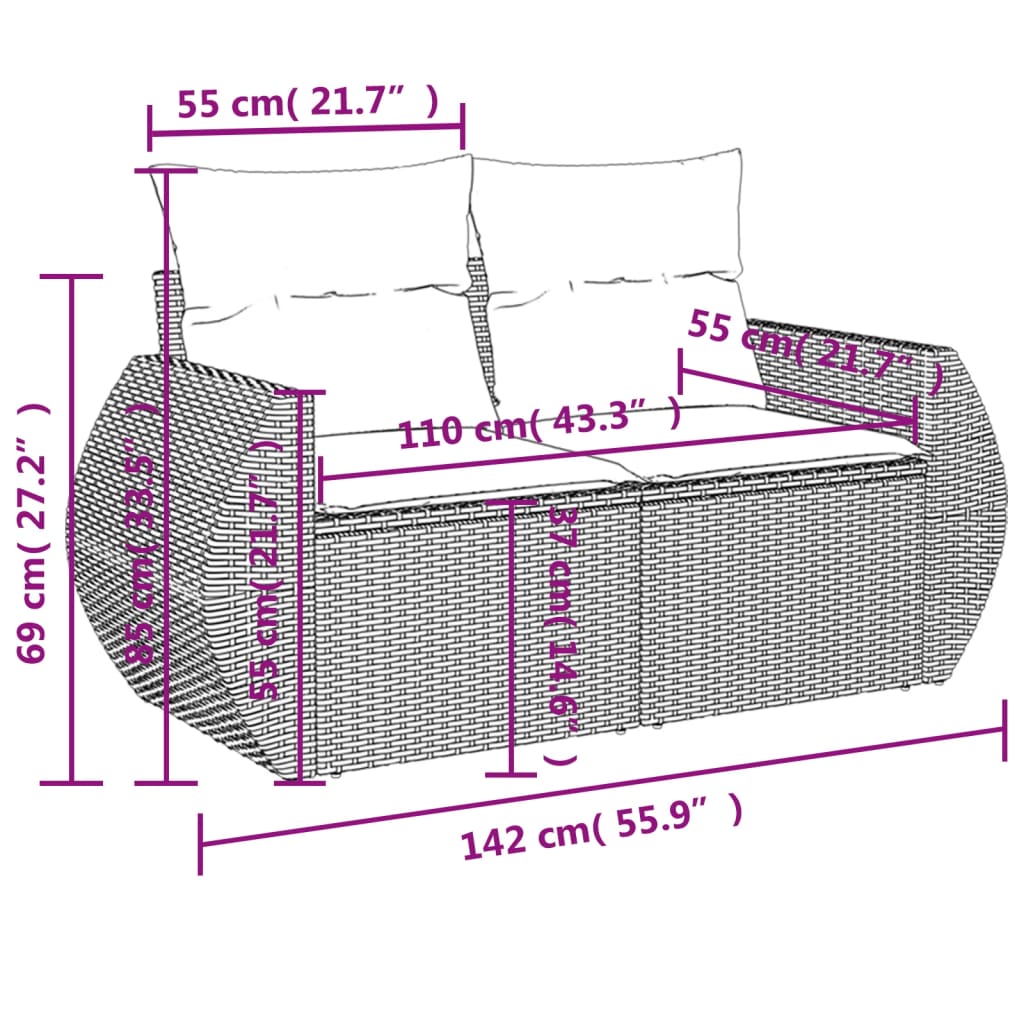 Set mobilier grădină cu perne, 6 piese, gri, poliratan GartenMobel Dekor