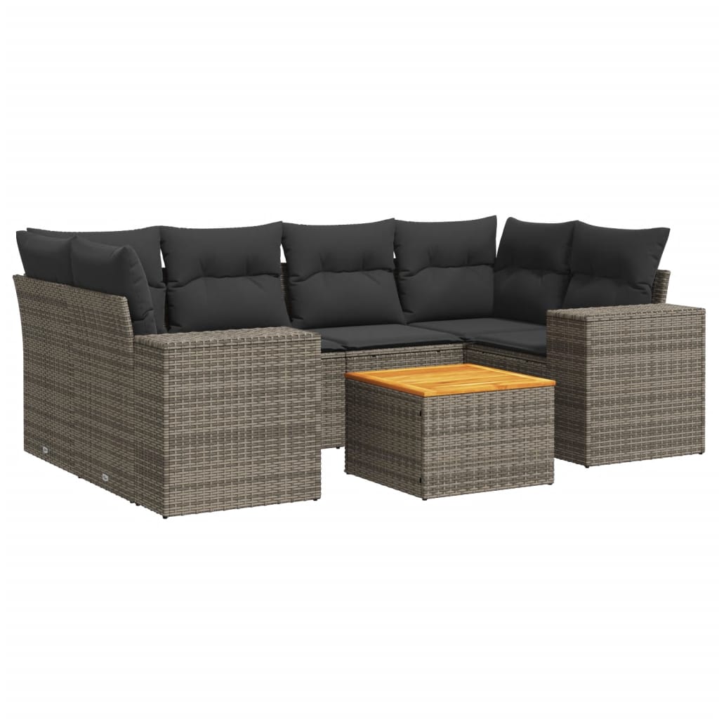 Set canapele de grădină, 7 piese, cu perne, gri, poliratan GartenMobel Dekor