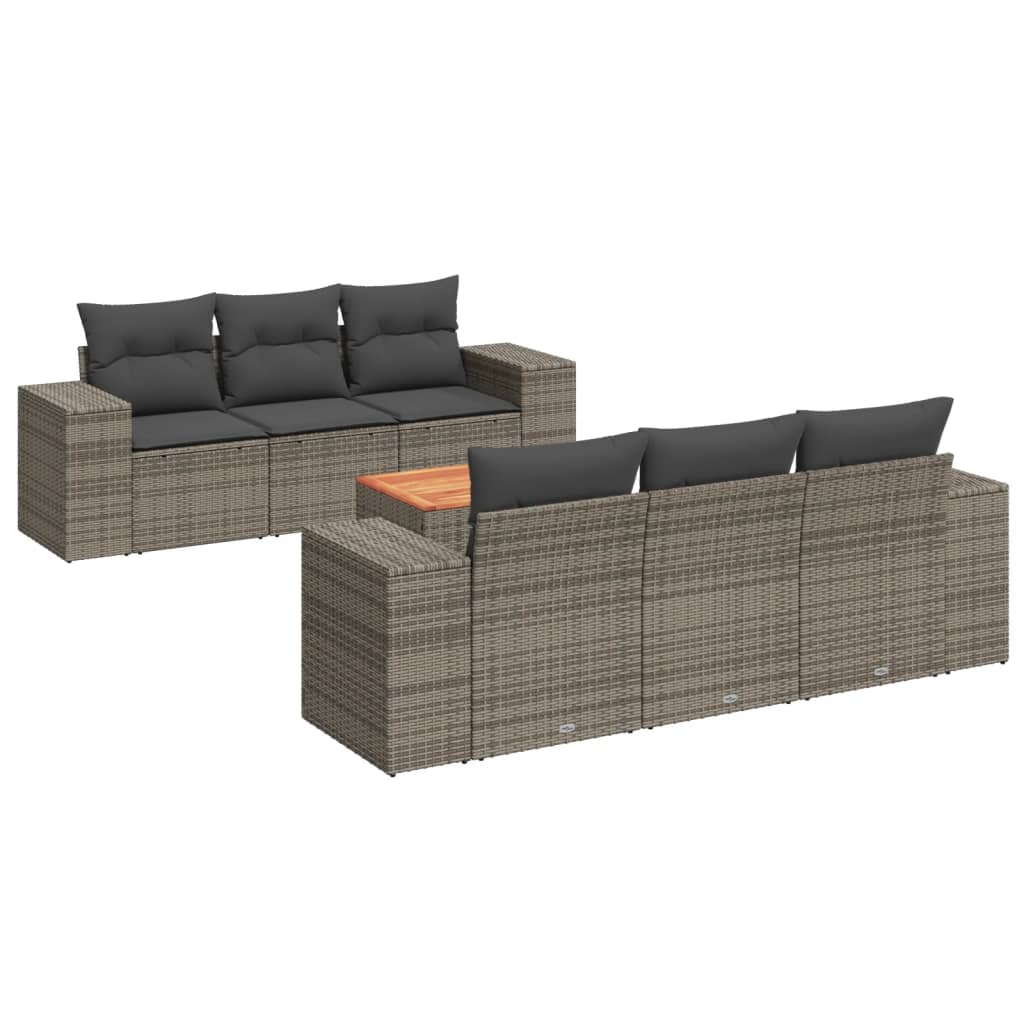 Set canapele de grădină, 7 piese, cu perne, gri, poliratan GartenMobel Dekor