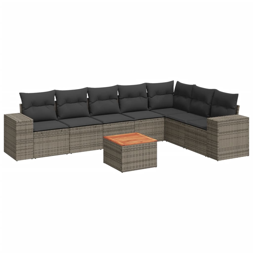 Set canapele de grădină cu perne, 8 piese, gri, poliratan GartenMobel Dekor