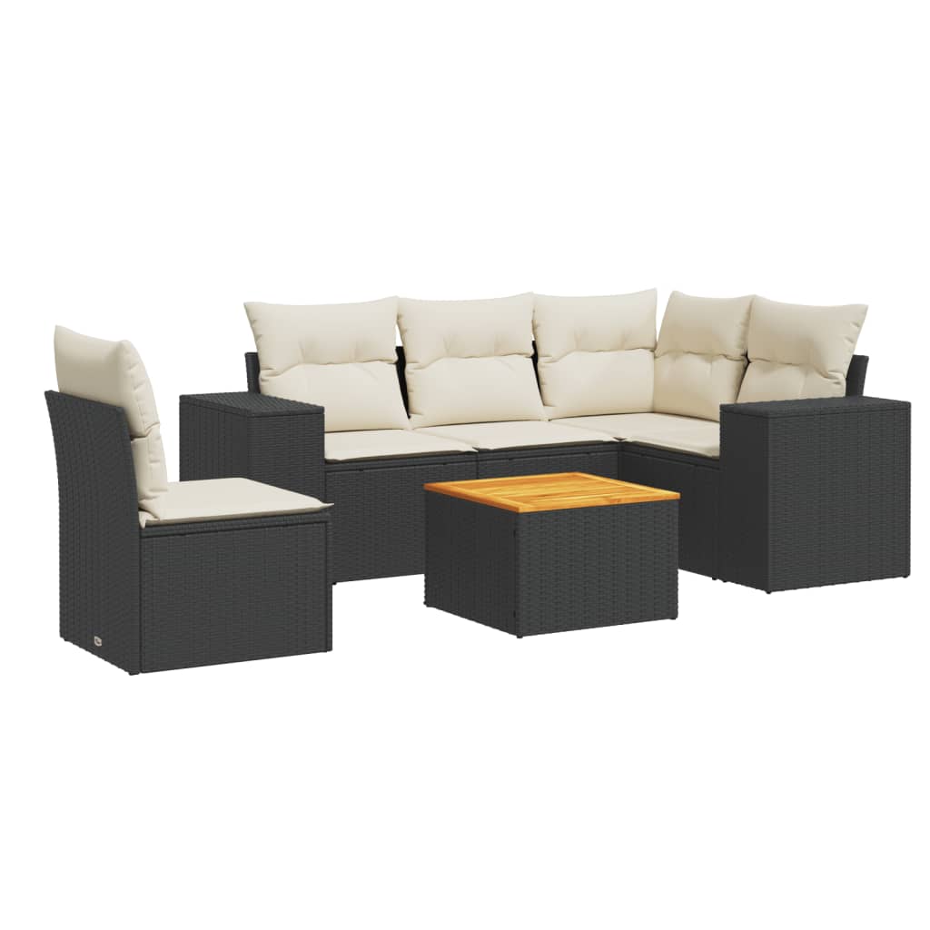 Set mobilier de grădină cu perne, 6 piese, negru, poliratan GartenMobel Dekor