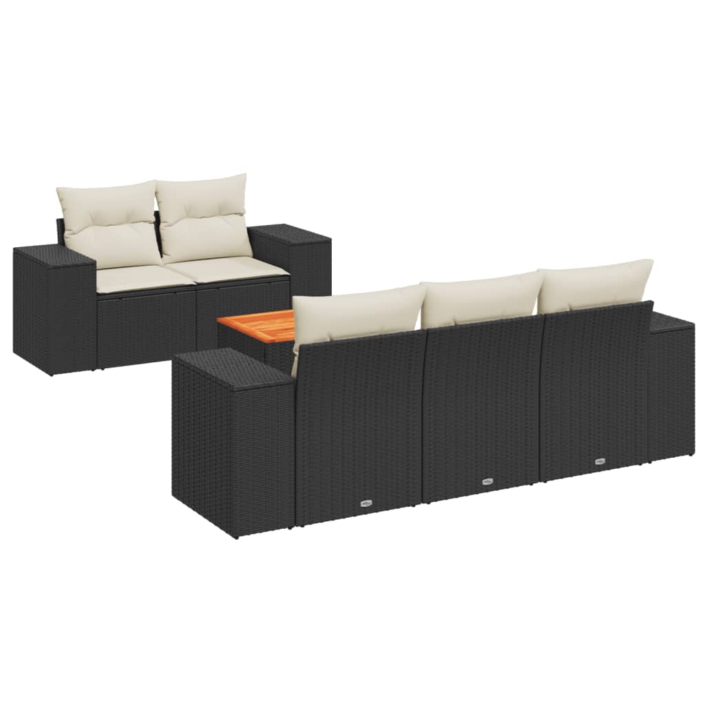 Set mobilier de grădină cu perne, 6 piese, negru, poliratan GartenMobel Dekor
