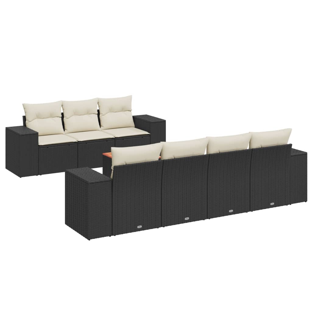Set mobilier de grădină cu perne, 8 piese, negru, poliratan GartenMobel Dekor