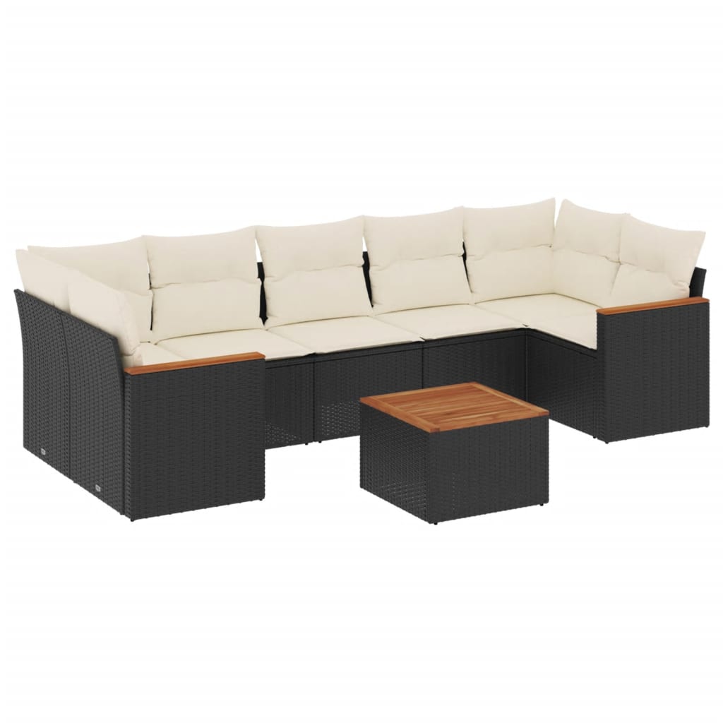 Set mobilier de grădină cu perne, 8 piese, negru, poliratan GartenMobel Dekor