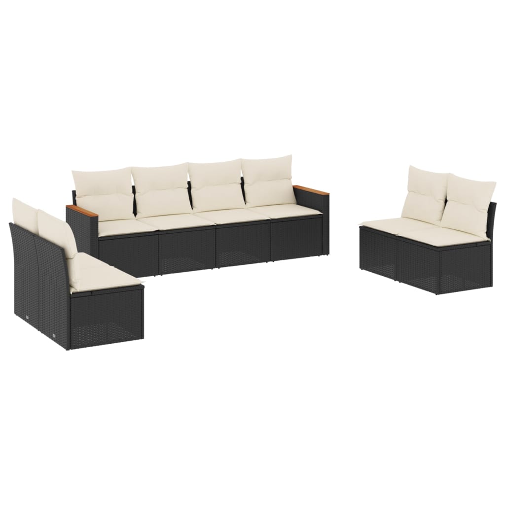 Set mobilier de grădină cu perne, 8 piese, negru, poliratan GartenMobel Dekor