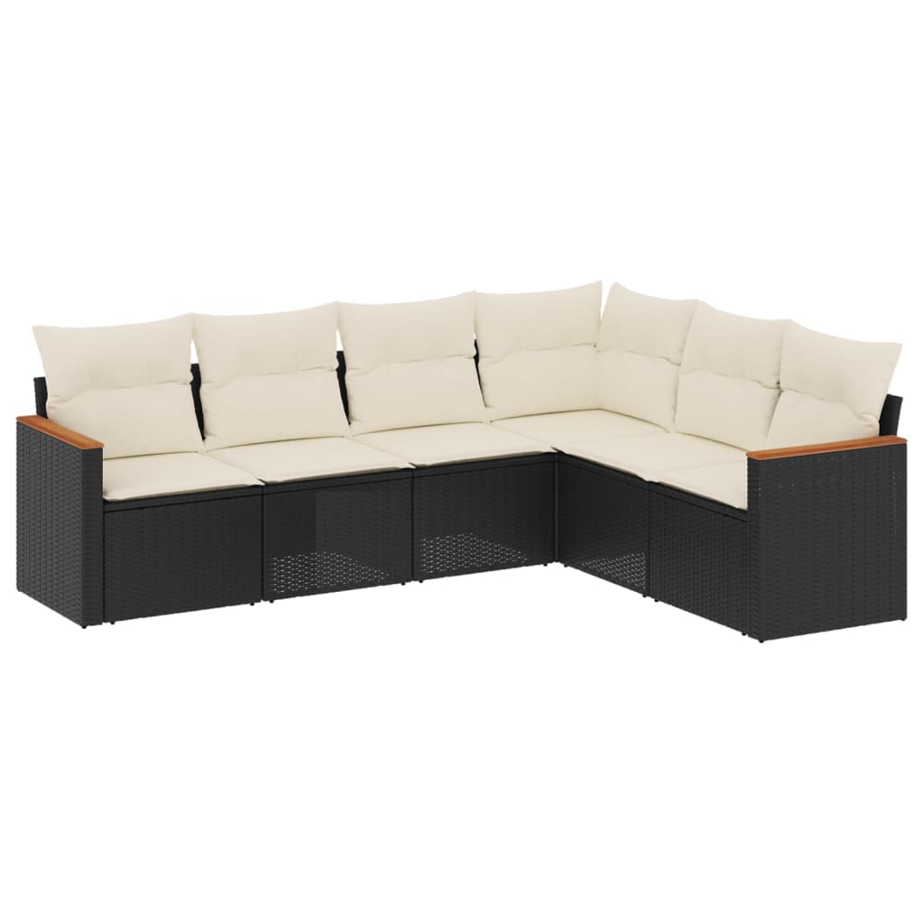 Set mobilier de grădină cu perne, 6 piese, negru, poliratan GartenMobel Dekor