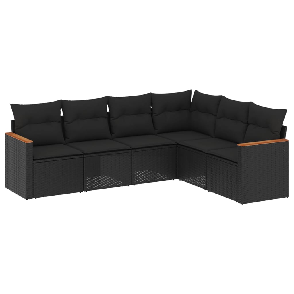 Set mobilier de grădină cu perne, 6 piese, negru, poliratan GartenMobel Dekor