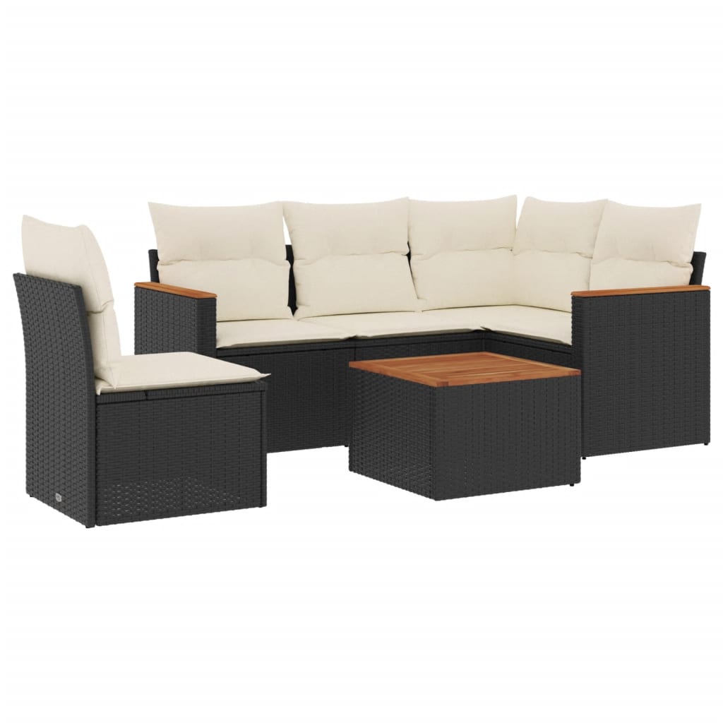 Set mobilier de grădină cu perne, 6 piese, negru, poliratan GartenMobel Dekor