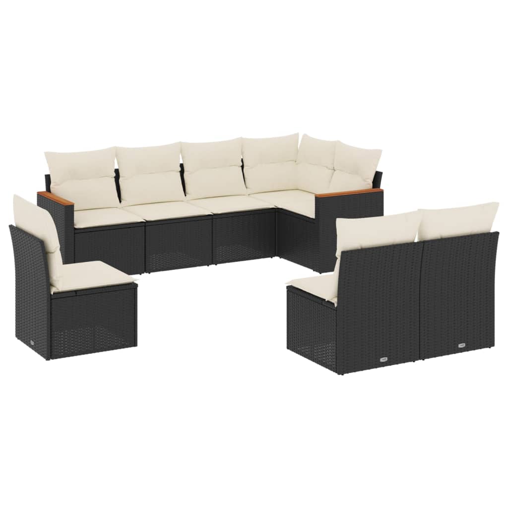 Set mobilier de grădină cu perne, 8 piese, negru, poliratan GartenMobel Dekor