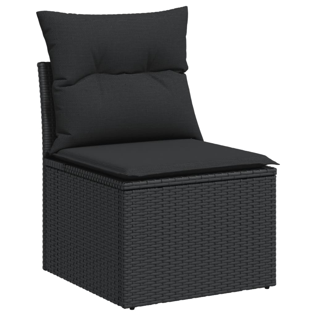 Set canapele de grădină cu perne, 7 piese, negru, poliratan GartenMobel Dekor