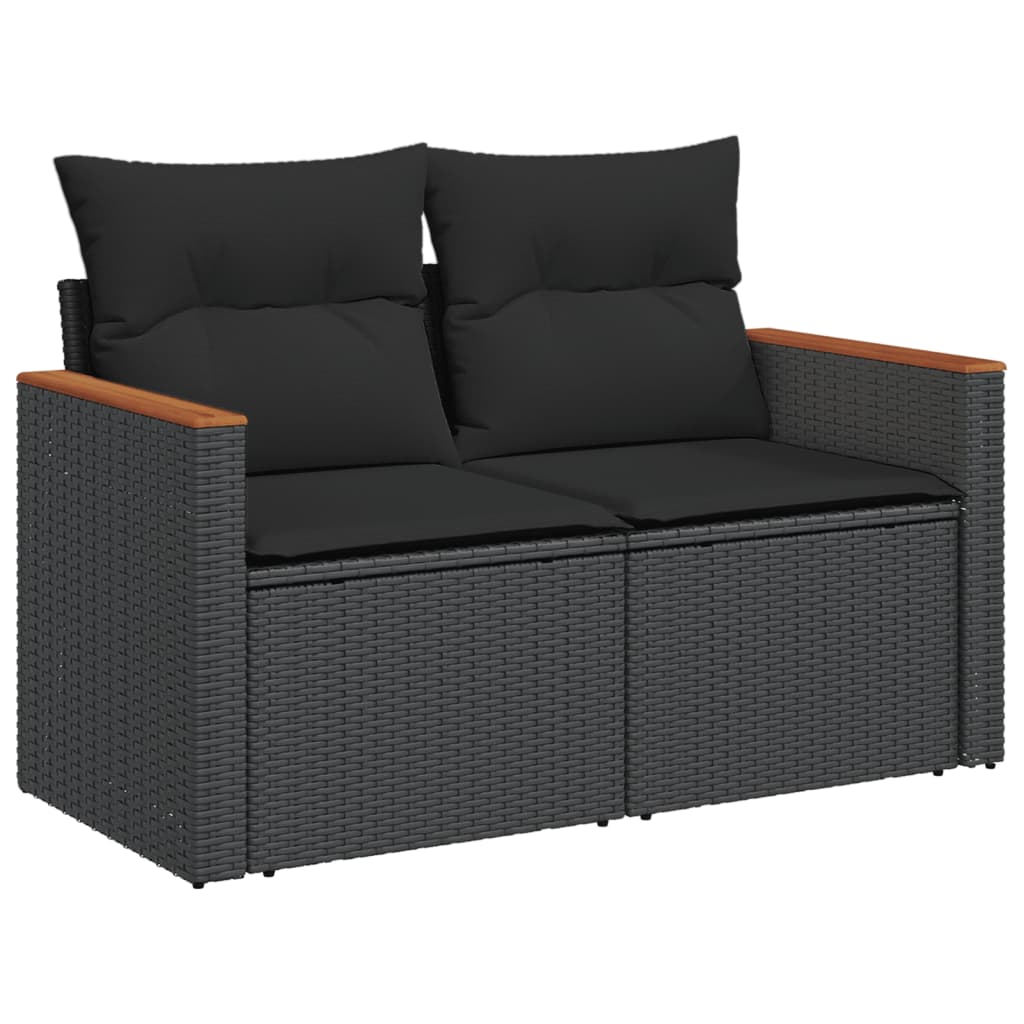 Set canapele de grădină cu perne, 7 piese, negru, poliratan GartenMobel Dekor