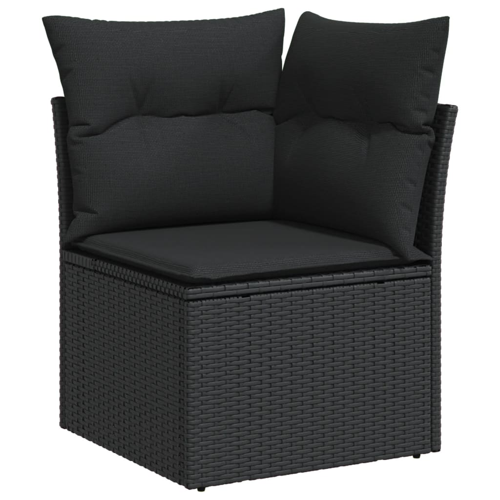 Set canapele de grădină cu perne, 7 piese, negru, poliratan GartenMobel Dekor