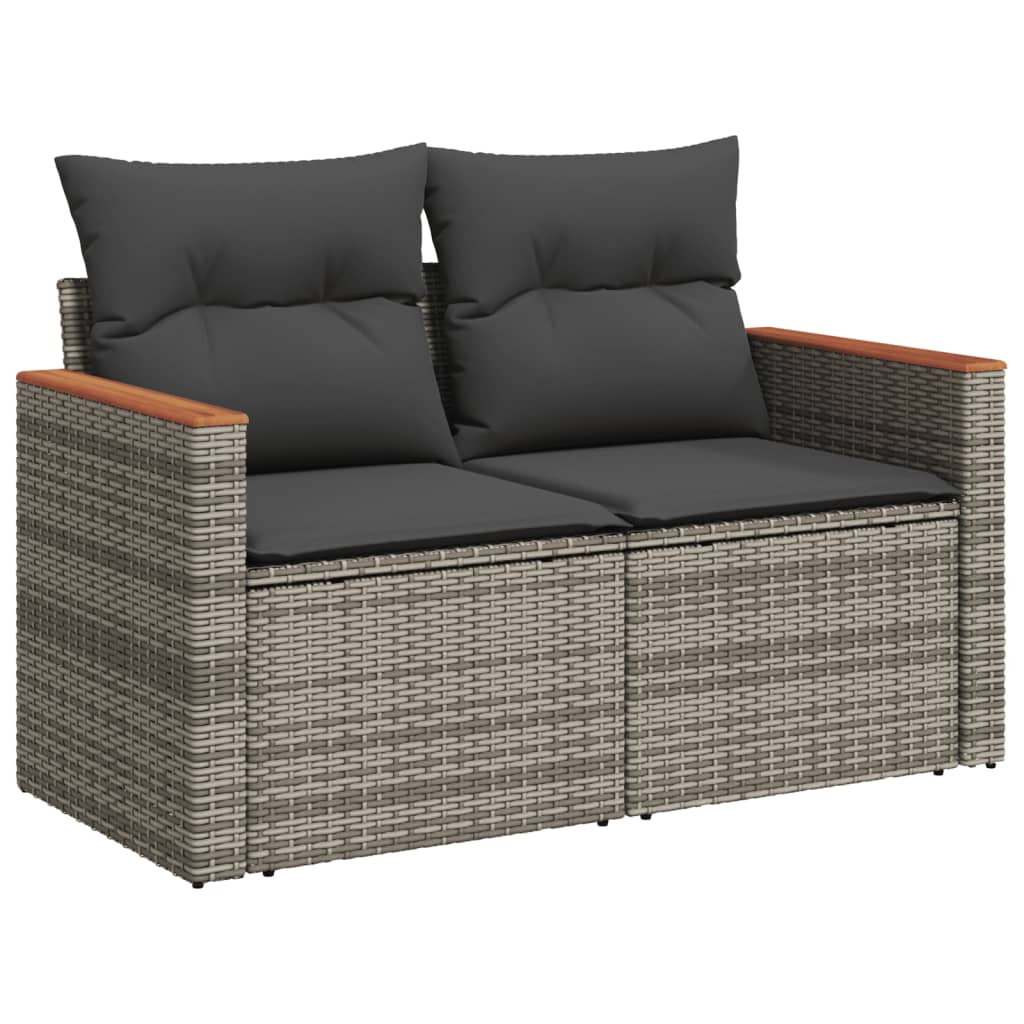 Set canapele de grădină, 7 piese, cu perne, gri, poliratan GartenMobel Dekor