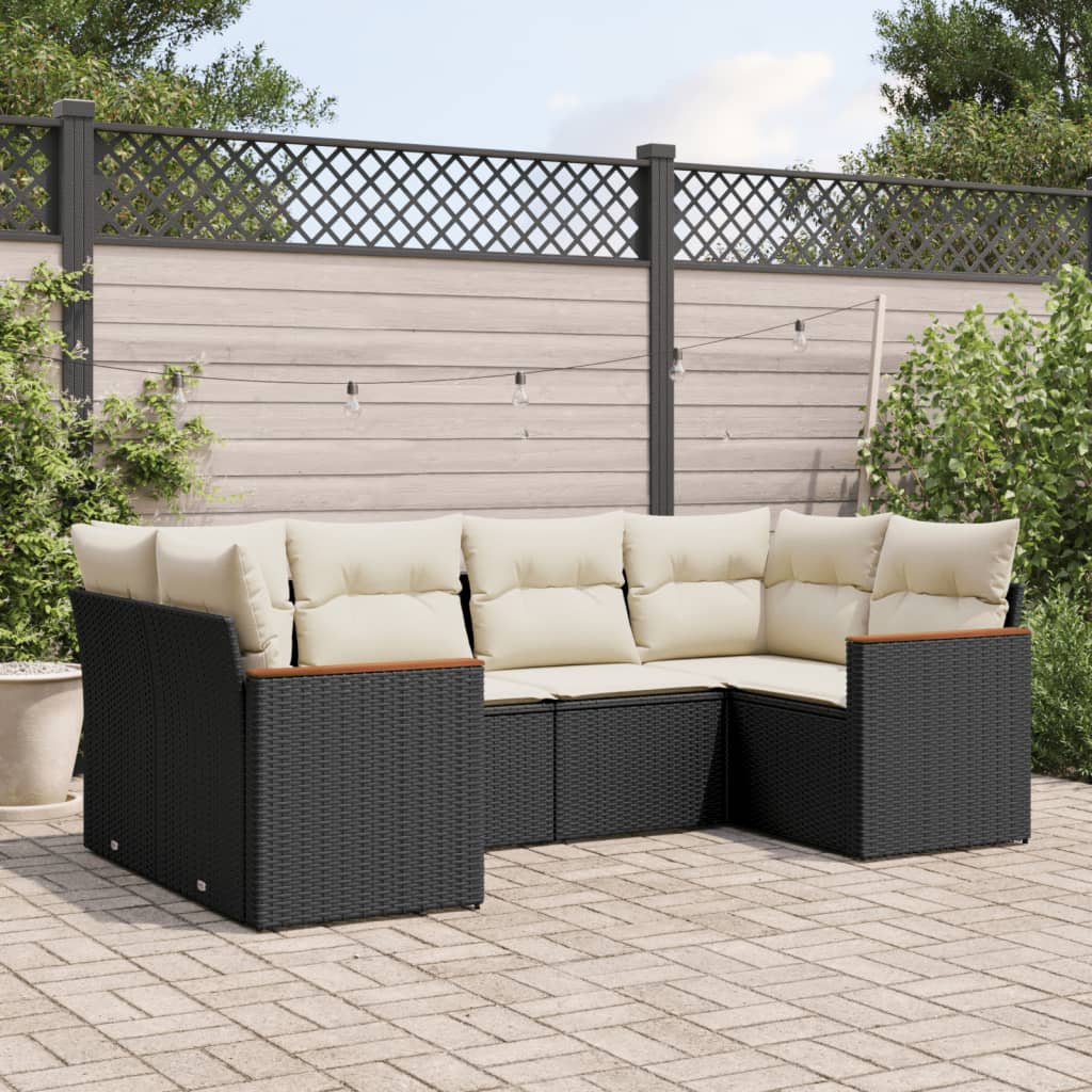 Set mobilier de grădină cu perne, 6 piese, negru, poliratan GartenMobel Dekor