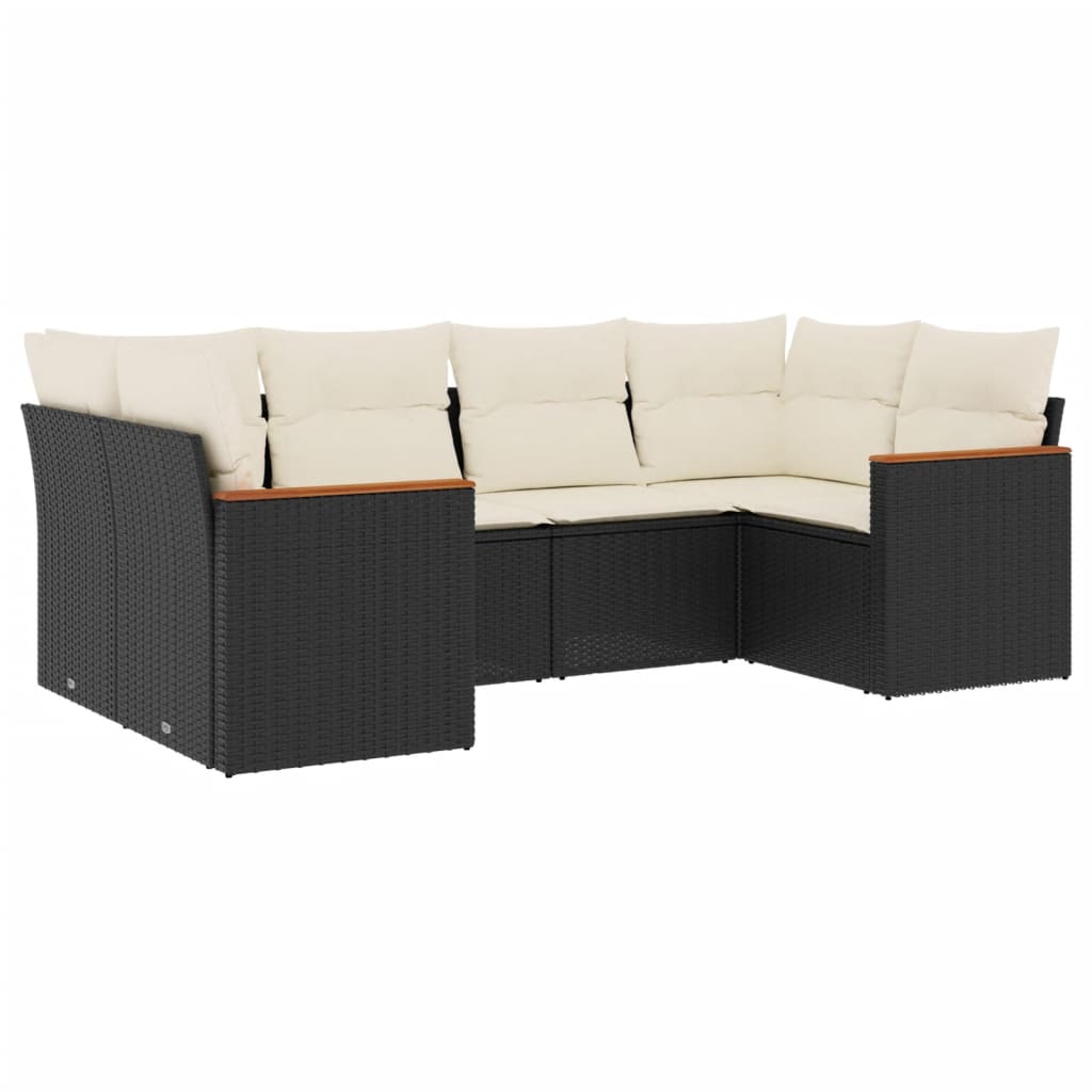 Set mobilier de grădină cu perne, 6 piese, negru, poliratan GartenMobel Dekor