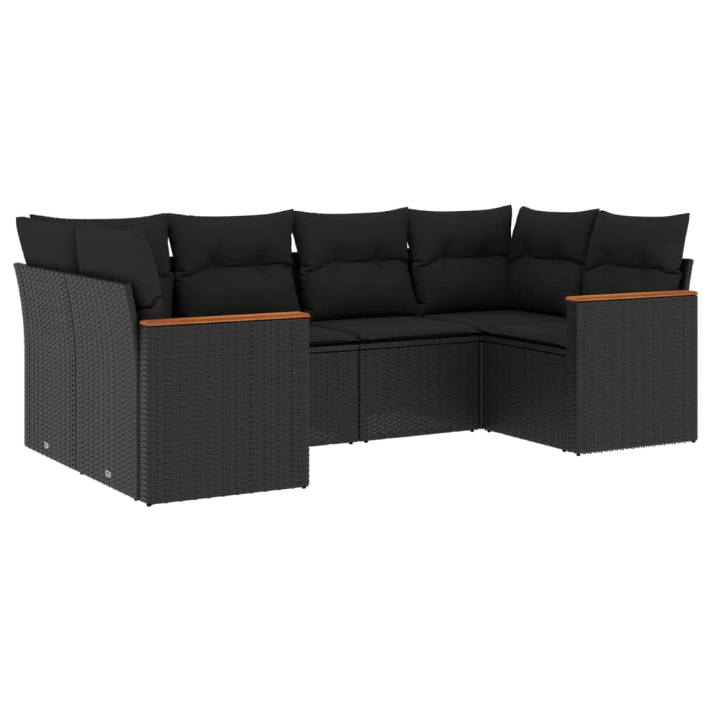 Set mobilier de grădină cu perne, 6 piese, negru, poliratan GartenMobel Dekor