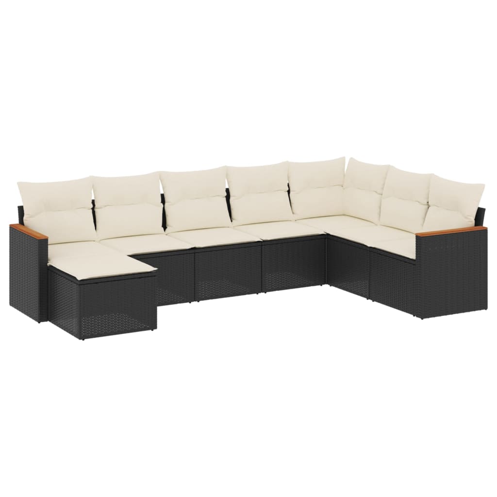Set mobilier de grădină cu perne, 8 piese, negru, poliratan GartenMobel Dekor