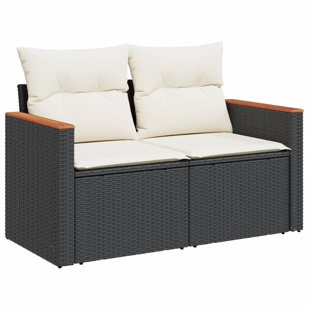 Set canapele de grădină cu perne, 10 piese, negru, poliratan GartenMobel Dekor