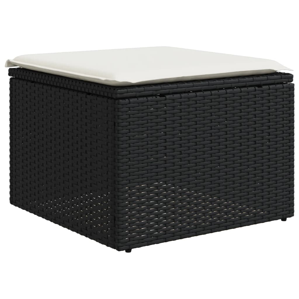 Set canapele de grădină cu perne, 10 piese, negru, poliratan GartenMobel Dekor