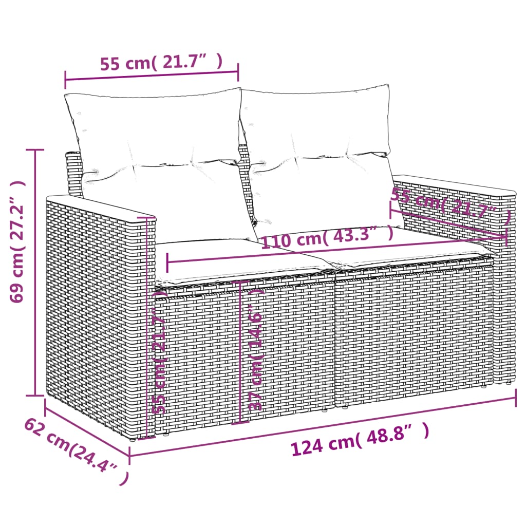 Set canapele de grădină cu perne, 11 piese, gri, poliratan GartenMobel Dekor
