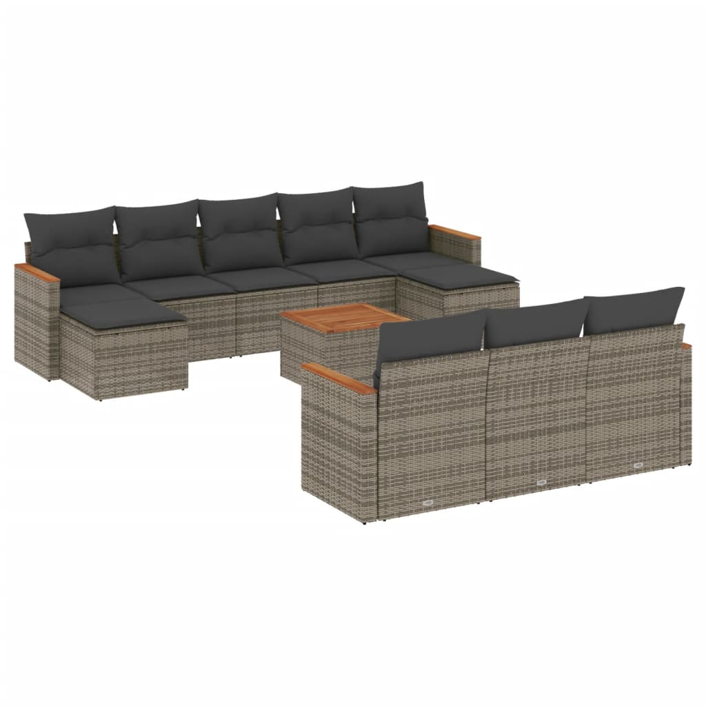 Set canapele de grădină cu perne, 11 piese, gri, poliratan GartenMobel Dekor