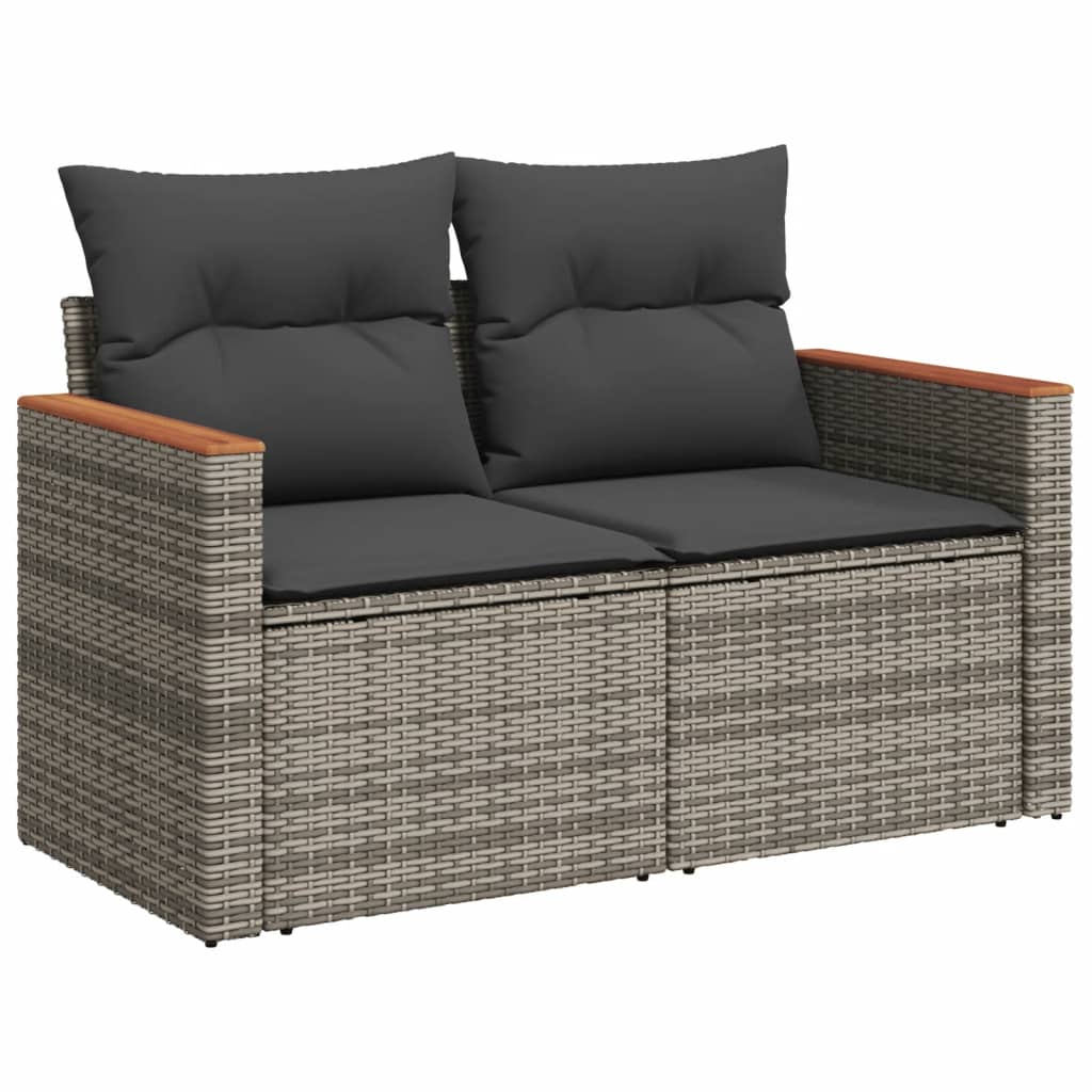Set canapele de grădină cu perne, 11 piese, gri, poliratan GartenMobel Dekor