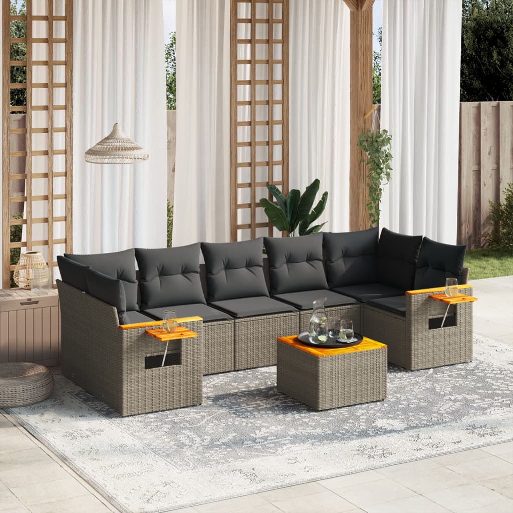 Set canapele de grădină cu perne, 8 piese, gri, poliratan GartenMobel Dekor