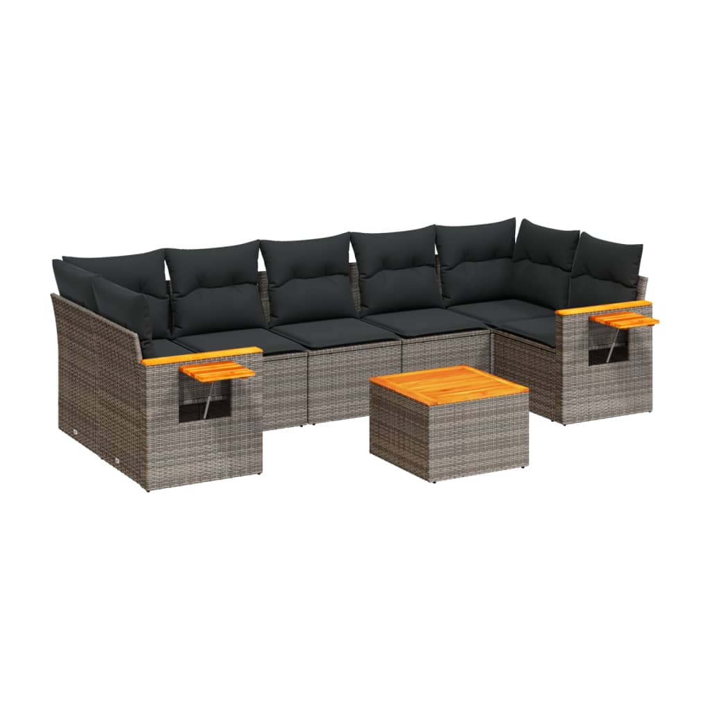 Set canapele de grădină cu perne, 8 piese, gri, poliratan GartenMobel Dekor