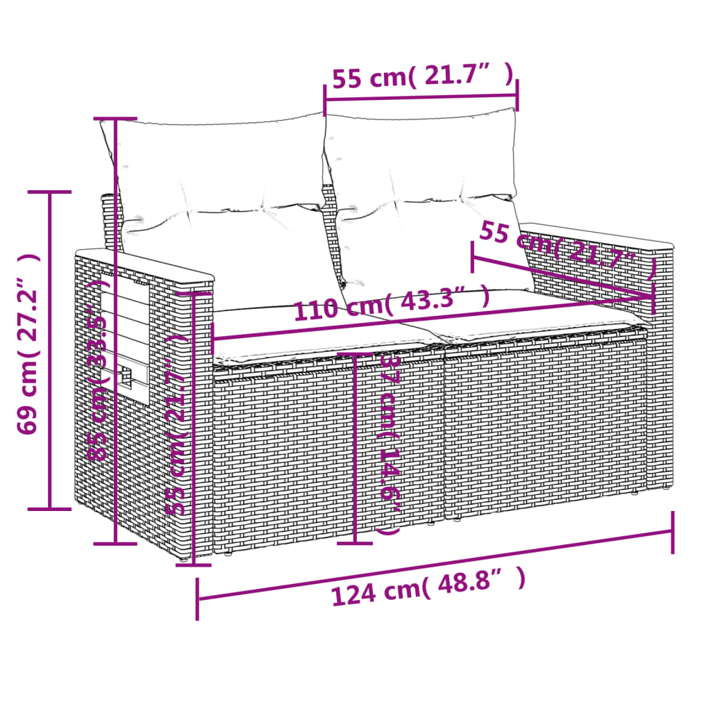 Set mobilier de grădină cu perne, 5 piese, negru, poliratan GartenMobel Dekor