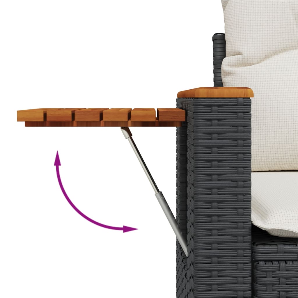 Set mobilier de grădină cu perne, 9 piese, negru, poliratan GartenMobel Dekor