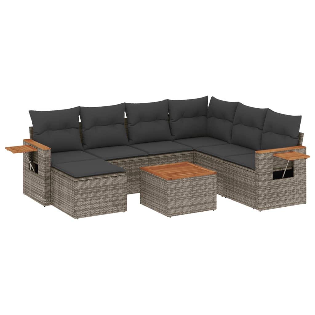 Set canapele de grădină cu perne, 8 piese, gri, poliratan GartenMobel Dekor