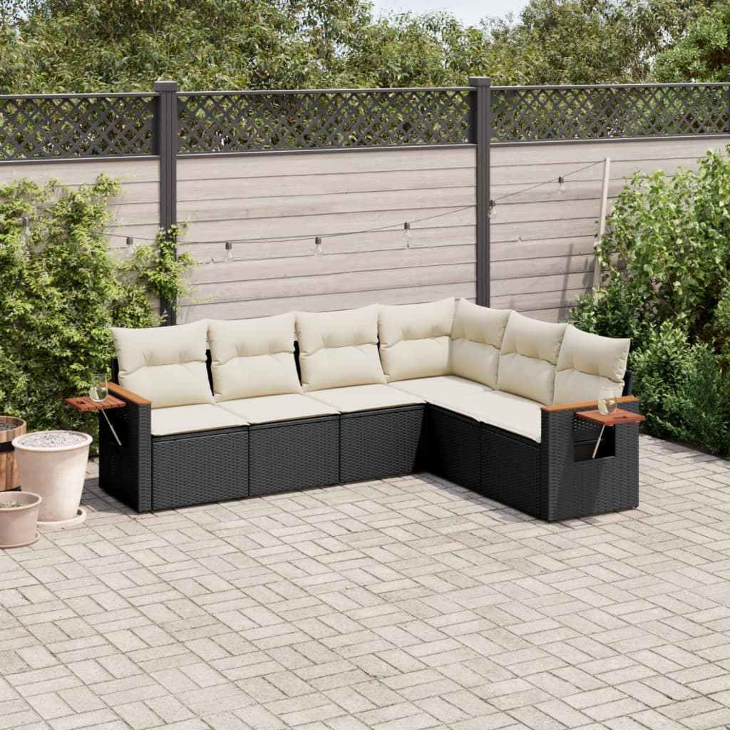 Set mobilier de grădină cu perne, 6 piese, negru, poliratan GartenMobel Dekor