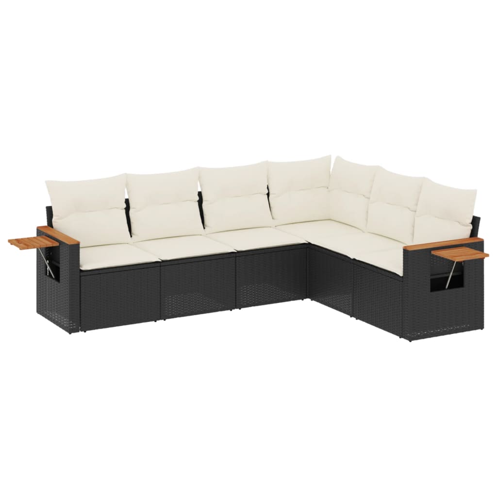 Set mobilier de grădină cu perne, 6 piese, negru, poliratan GartenMobel Dekor