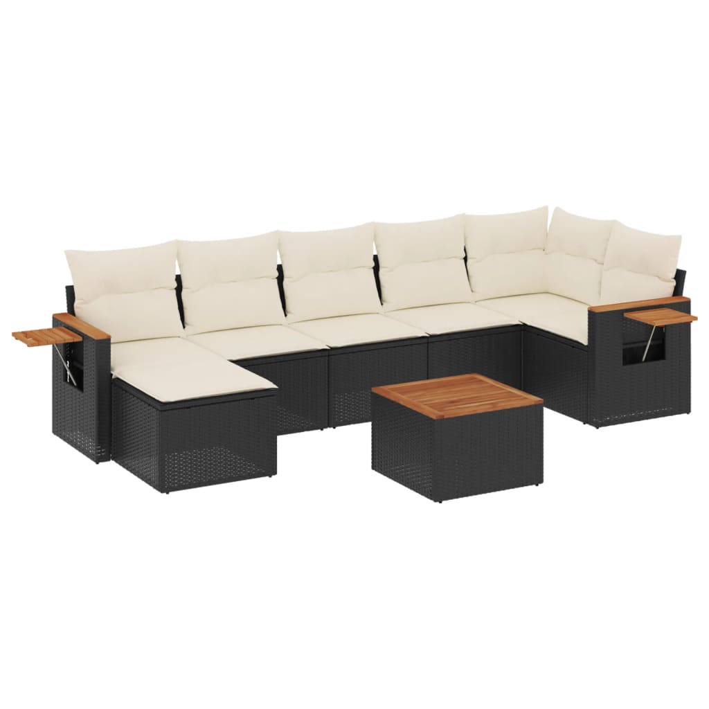 Set mobilier de grădină cu perne, 8 piese, negru, poliratan GartenMobel Dekor