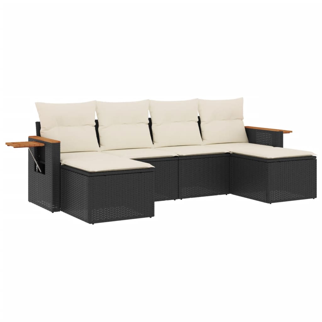Set mobilier de grădină cu perne, 6 piese, negru, poliratan GartenMobel Dekor