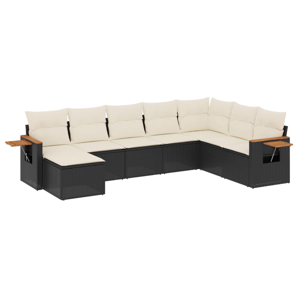 Set mobilier de grădină cu perne, 8 piese, negru, poliratan GartenMobel Dekor