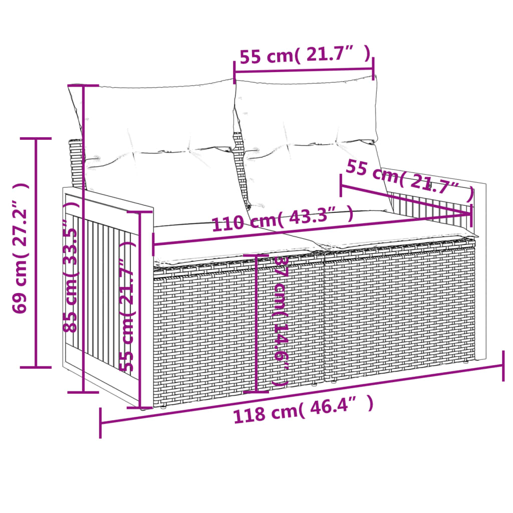 Set canapele de grădină, 7 piese, cu perne, bej, poliratan GartenMobel Dekor