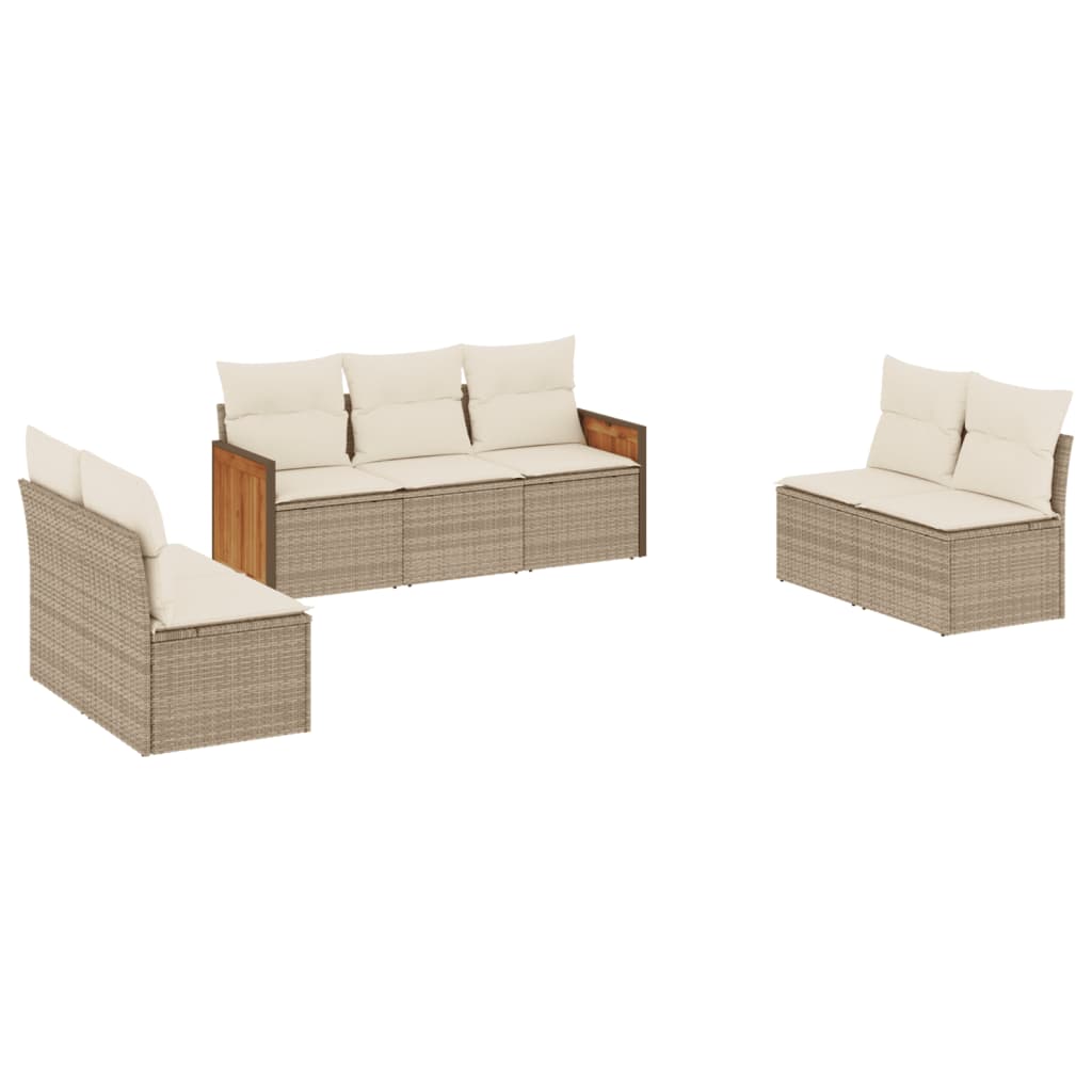 Set canapele de grădină, 7 piese, cu perne, bej, poliratan GartenMobel Dekor