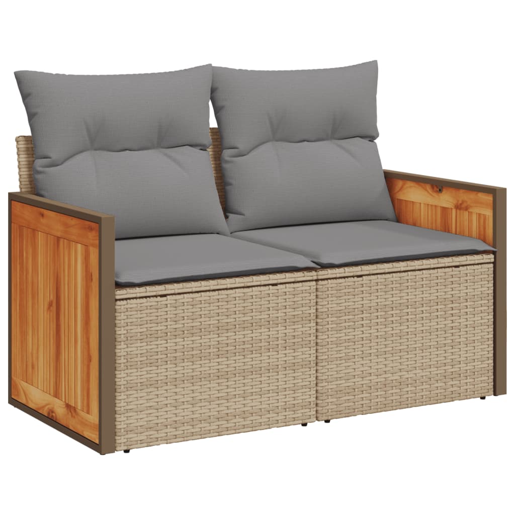 Set canapele de grădină, 7 piese, cu perne, bej, poliratan GartenMobel Dekor