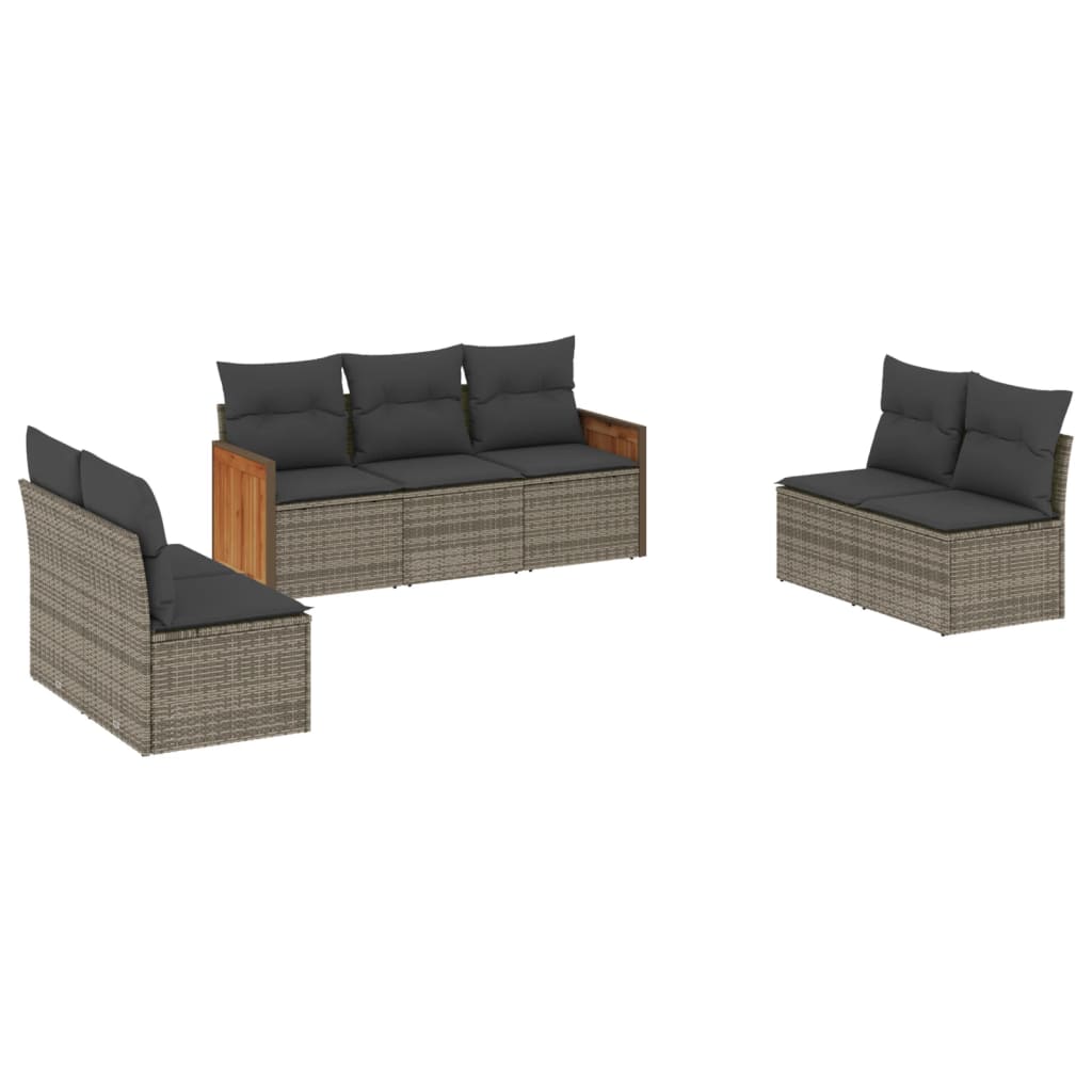 Set canapele de grădină, 7 piese, cu perne, gri, poliratan GartenMobel Dekor