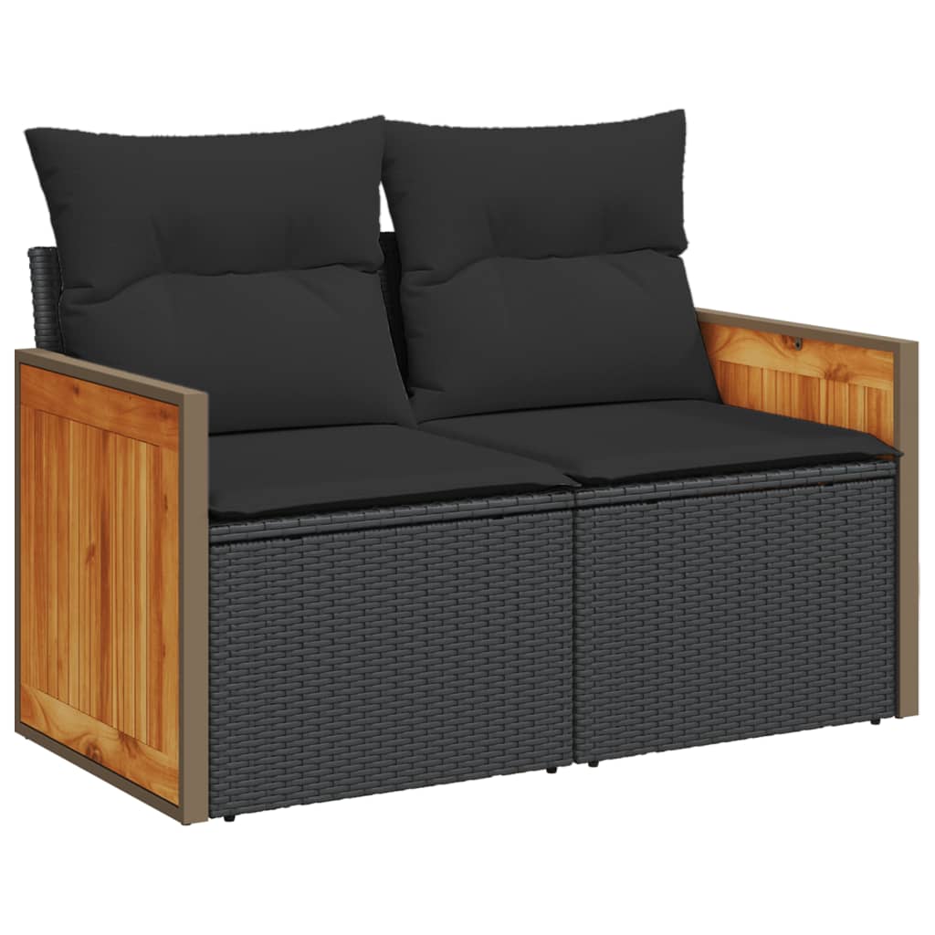 Set mobilier de grădină cu perne, 4 piese, negru, poliratan GartenMobel Dekor
