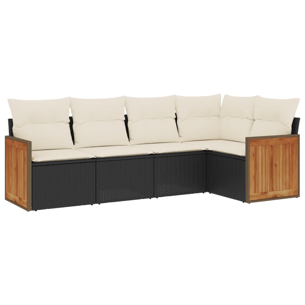 Set mobilier de grădină cu perne, 5 piese, negru, poliratan GartenMobel Dekor