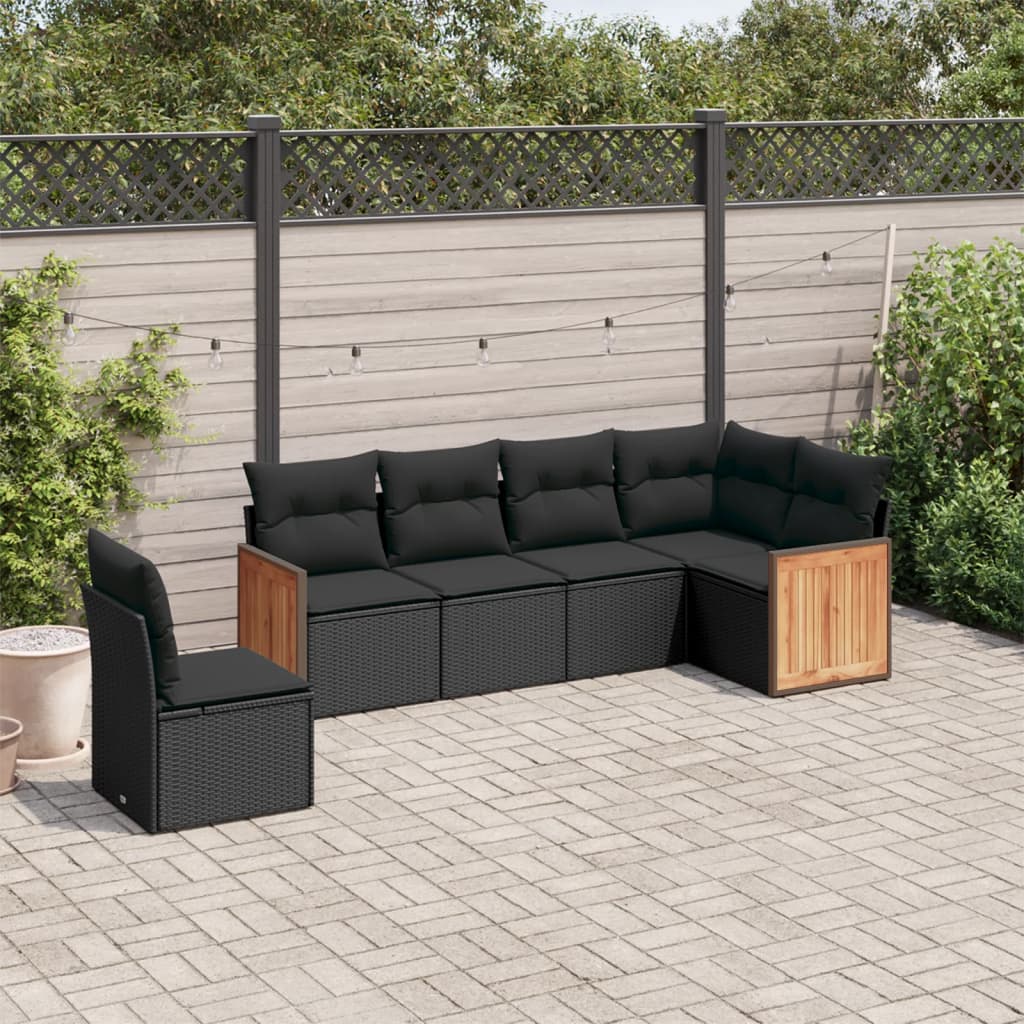 Set mobilier de grădină cu perne, 6 piese, negru, poliratan GartenMobel Dekor
