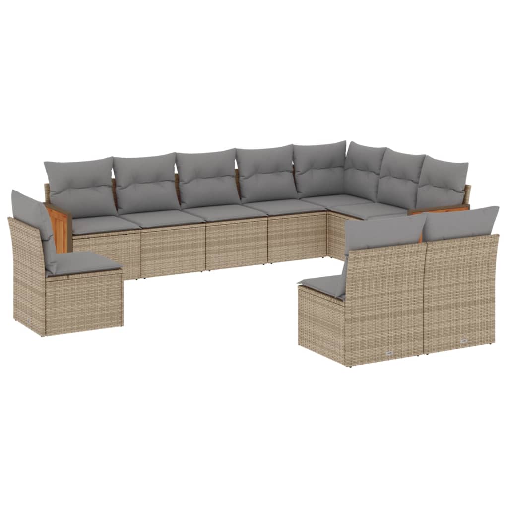 Set canapele de grădină cu perne, 10 piese, bej, poliratan GartenMobel Dekor