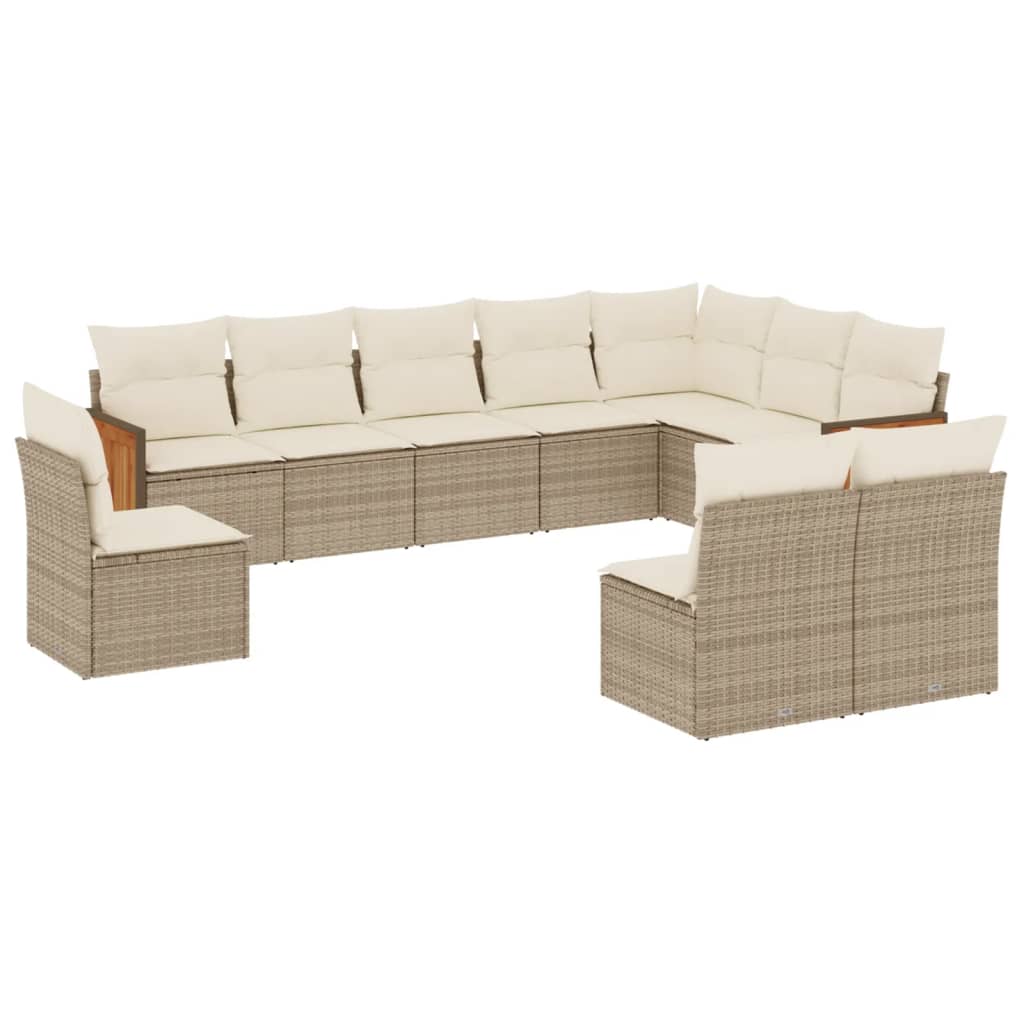 Set canapele de grădină cu perne, 10 piese, bej, poliratan GartenMobel Dekor