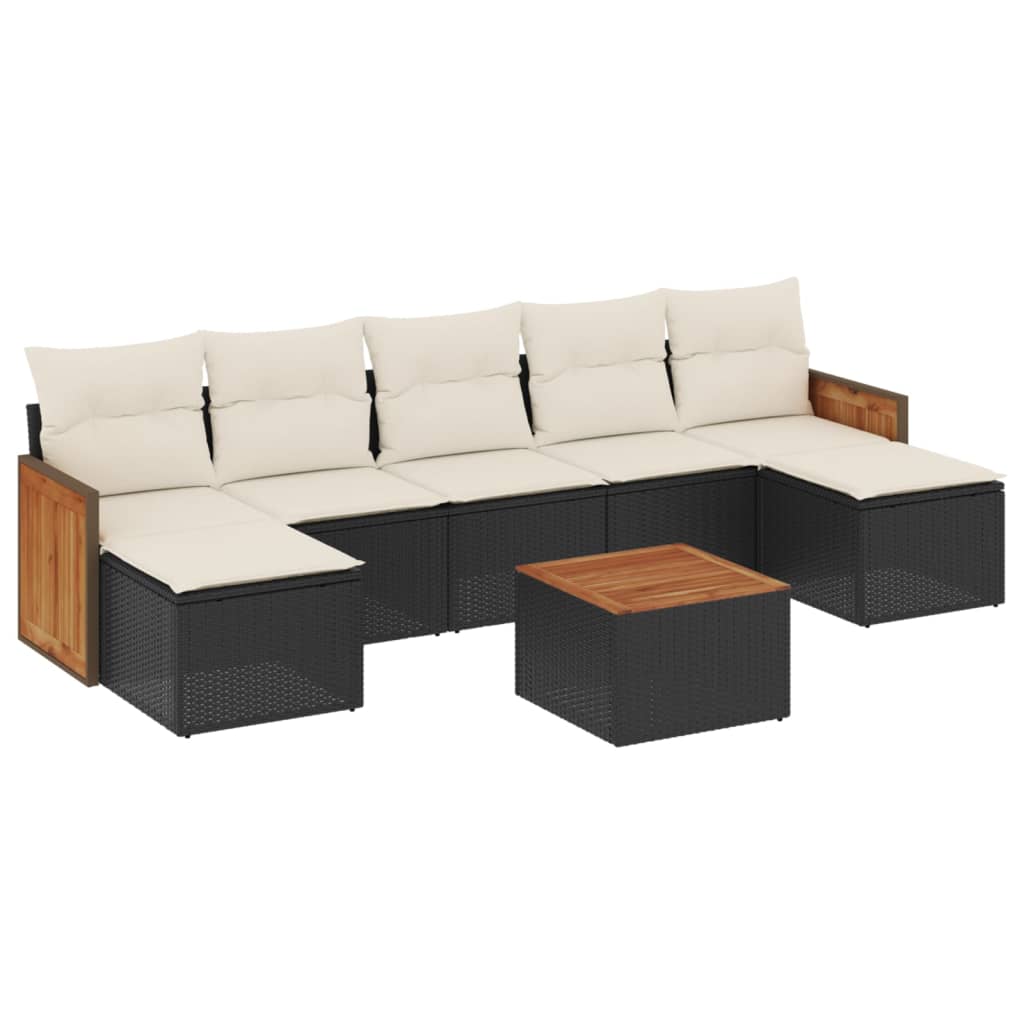 Set mobilier de grădină cu perne, 8 piese, negru, poliratan GartenMobel Dekor