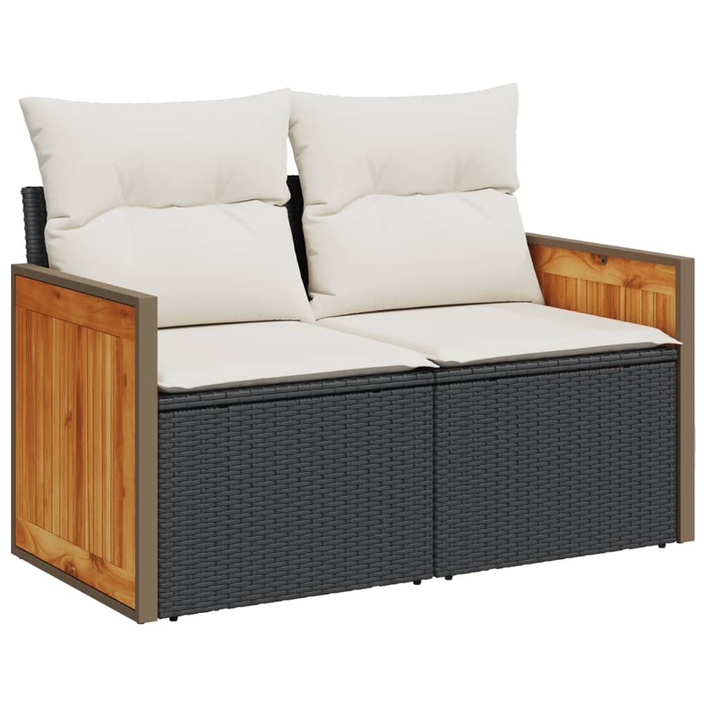 Set canapele de grădină, 12 piese, cu perne, negru, poliratan GartenMobel Dekor