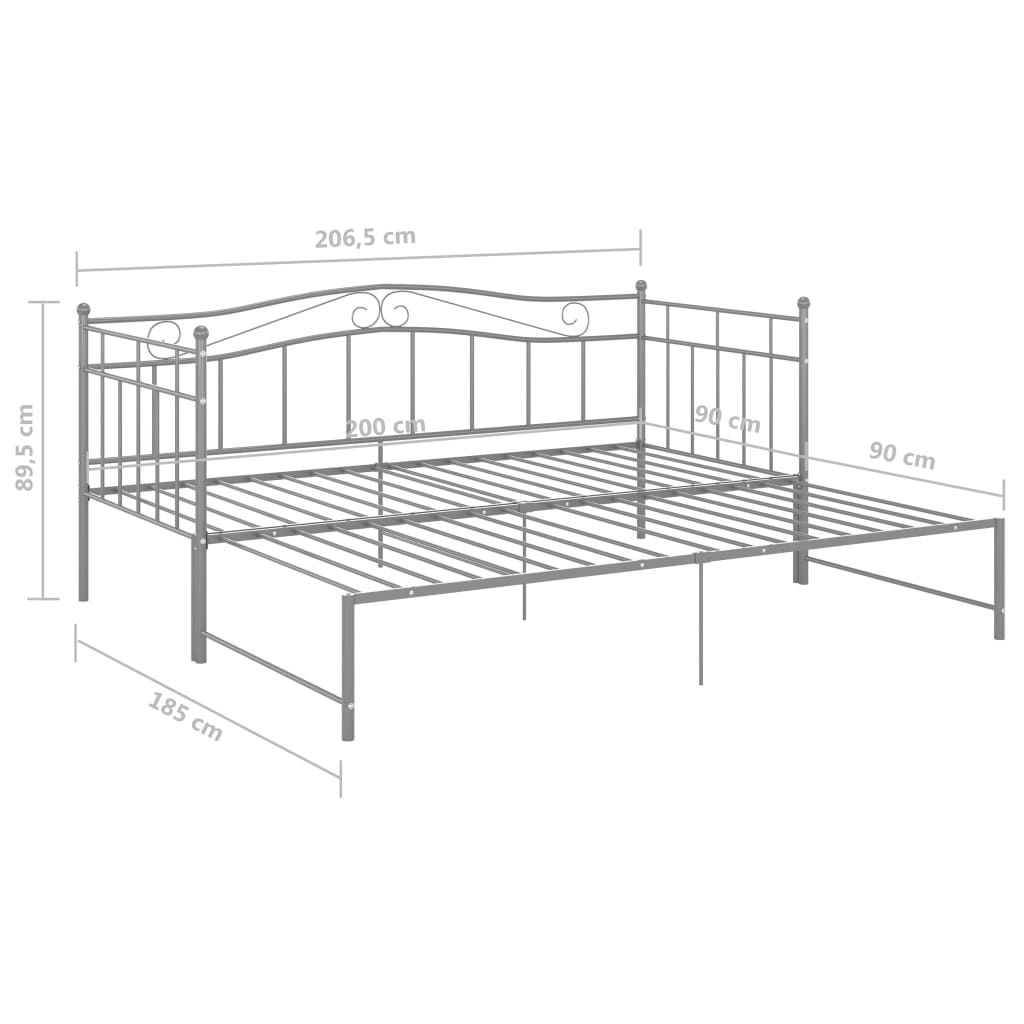 Cadru pat canapea extensibilă, gri, 90x200 cm, metal GartenMobel Dekor