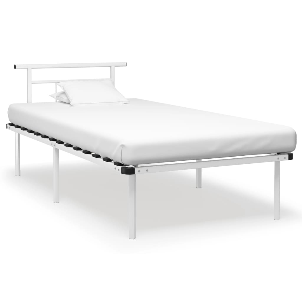 Cadru de pat, alb, 100 x 200 cm, metal GartenMobel Dekor