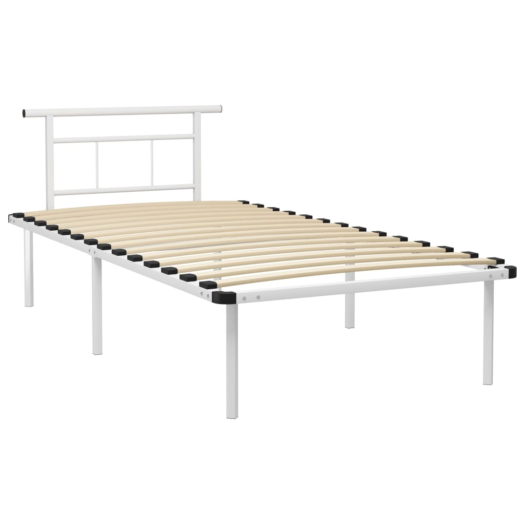 Cadru de pat, alb, 100 x 200 cm, metal GartenMobel Dekor